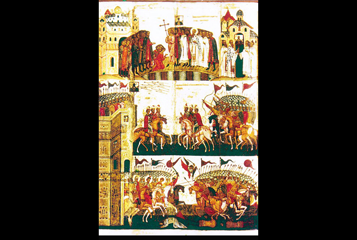Чудо от иконы Знамения («Битва новгородцев с суздальцами»). Конец XV – начало XVI в. Новгород.