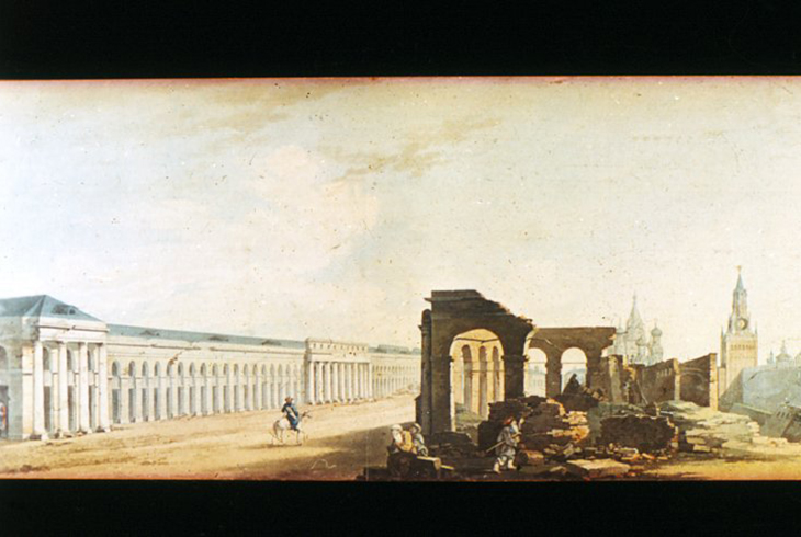 Вид Красной площади после пожара 1812 г. Акварель О. И. Бове. 1813 г.
