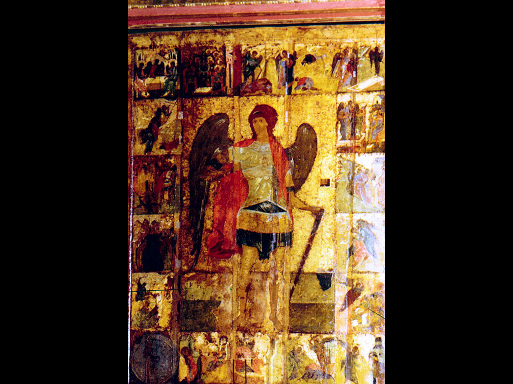 Иконостас. Икона» Архангел Михал с деяниями ангелов» Кон. XIV – нач. XV века.