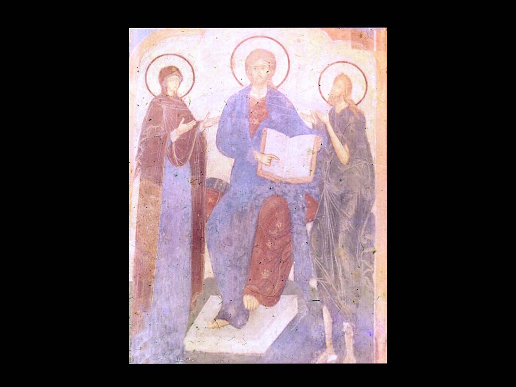 Успенский собор. «Деисус». Живопись XVII в. На центральном столбе.