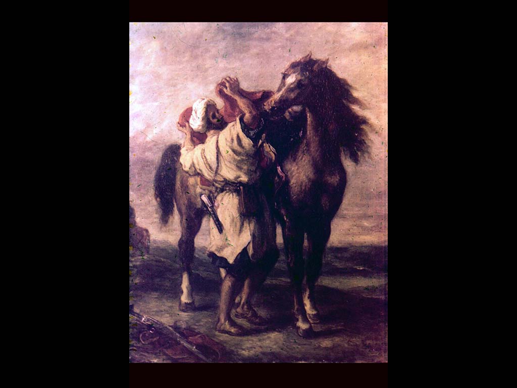 Э. Делакруа. «Марокканец седлающий коня» 1851 г.