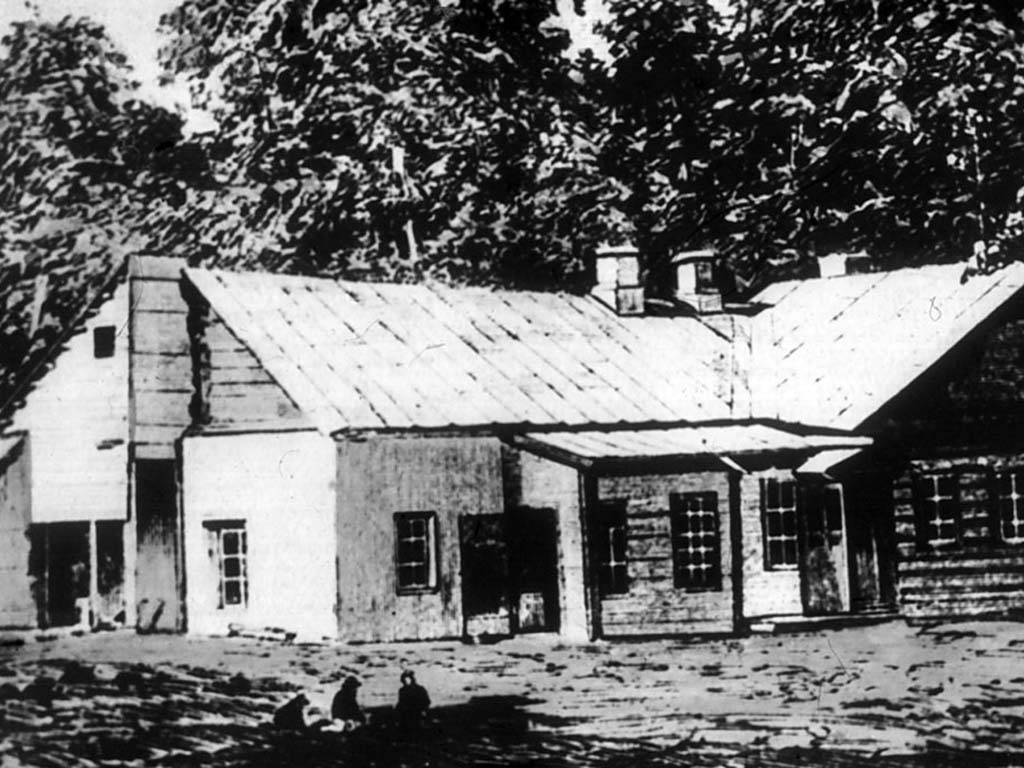 Дом, в котором родился Пушкин. С гравюры по рис. А. М. Васницова.