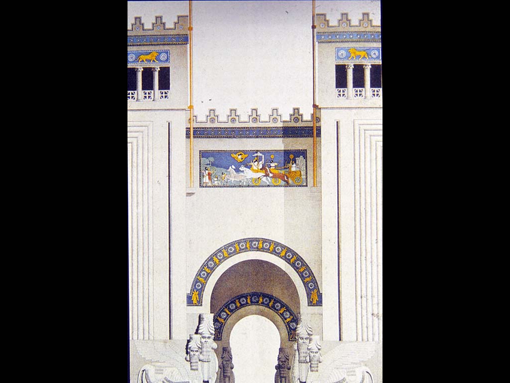 Ворота дворца ассирийского царя Саргона II  в Хорсабаде.  VIII в. до н. э. (реконструкция) Дур-Шаррукин. Лувр. Париж.