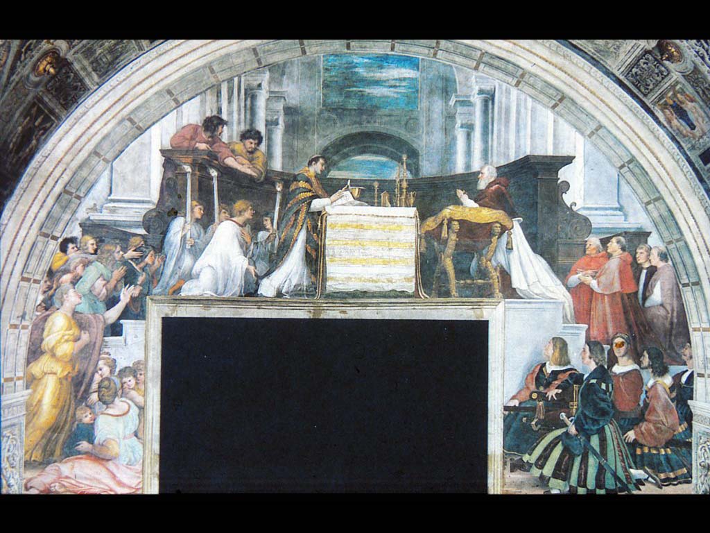 Месса в Больсене..1512. Фреска Станцы. д’Элиодоро. Ватикан. Рим.