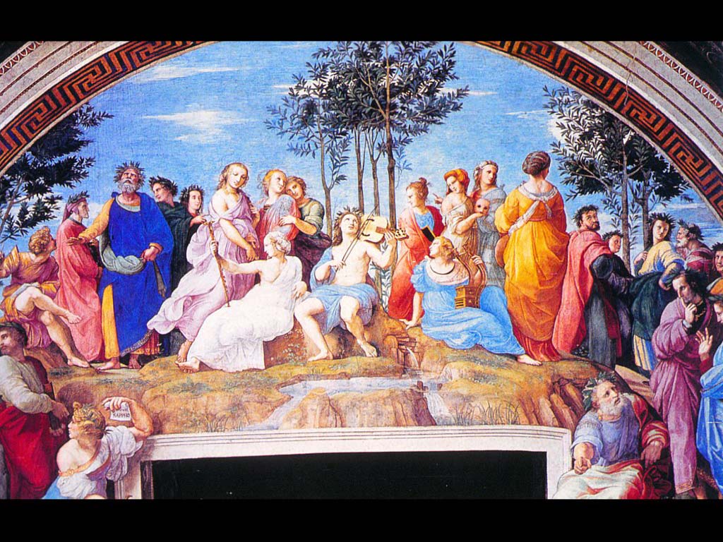 С. Рафаэль. «Парнас». 1508 г. Фреска. Папский дворец. Рим. Ватикан.