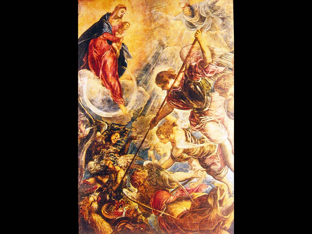 Битва Архангела Михаила с сатаной. Якопо Тинторетто. Около 1585-1590. Картинная галерея. Дрездден.