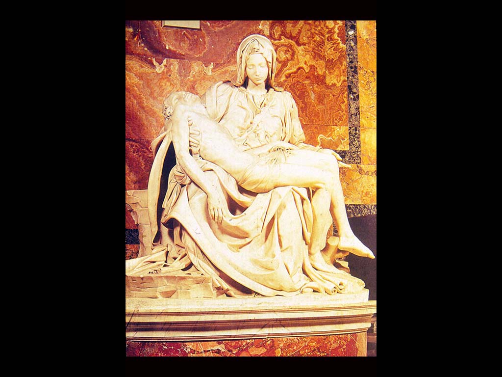 Пьета. Микеланджело Буанарроти. Мрамор. 1498-1501.  Собор Св. Петра. Рим.