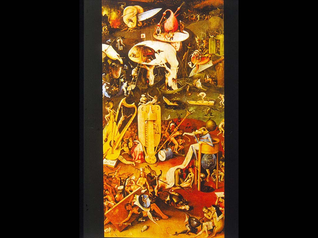 Алтарь «Сад земных наслаждений». Иероним Босх. Левая часть триптиха. Фрагмент. 1490-е. Прадо, Мадрид.