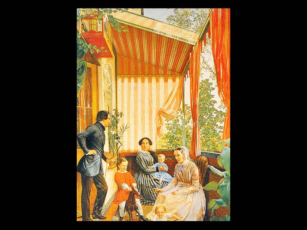 Ф. М. Славянский. Семейная картина. (на балконе). Холст. Масло