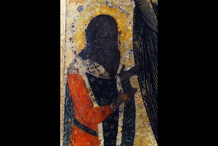 Фрагмент иконы с изображением князя Довмонтова.