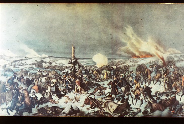 Переправа остатков наполеоновской армии через Березину. Худ. П. Гес 1840-е гг.