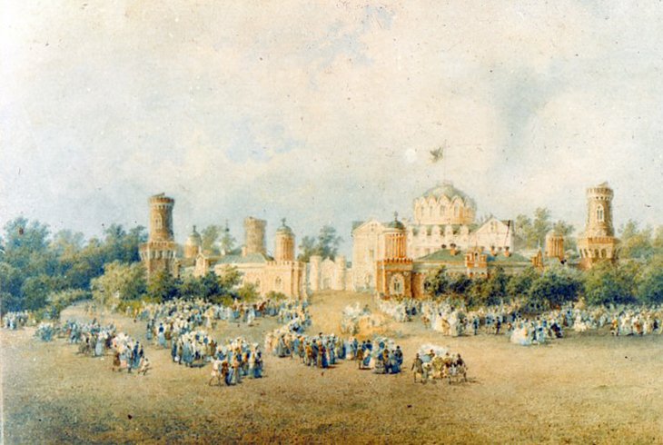 Петровский дворец. Акварель 1830-е годы.