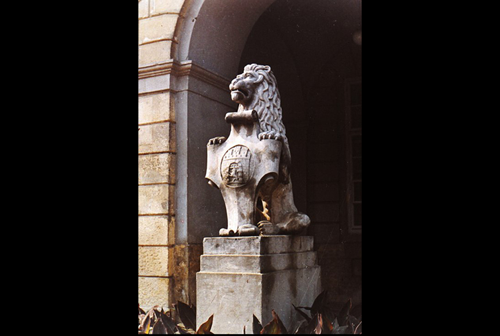 2. Геральдический лев, у входа в бывшею ратушу.