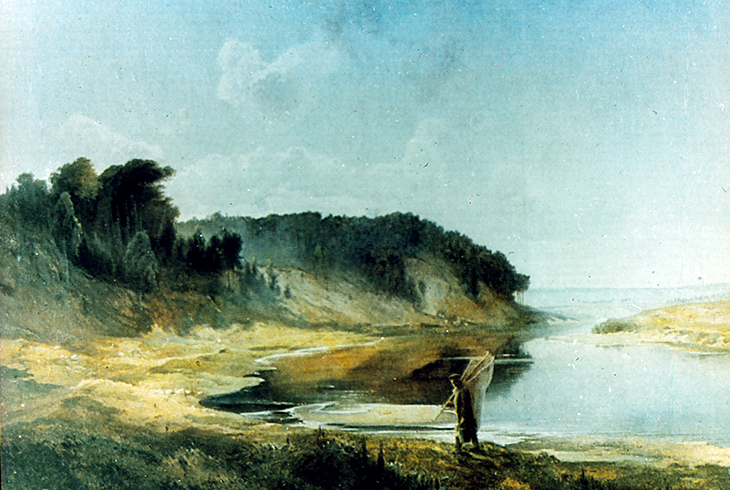 6. Пейзаж с рекой и рыбаком. 1859.
