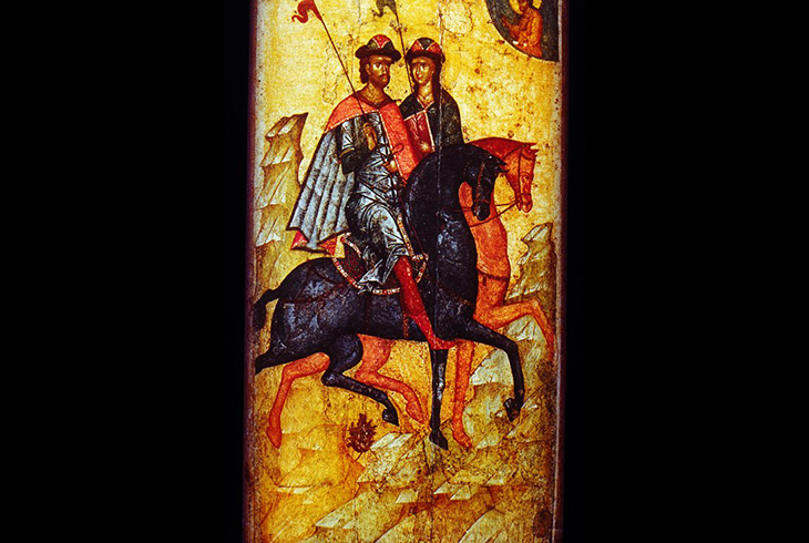 8.	Борис и Глеб на конях. 1340-е годы.