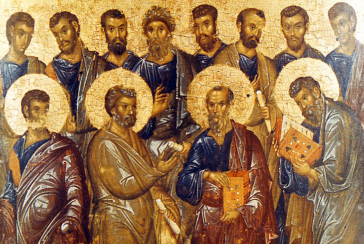 14. Икона «Двенадцать апостолов». XIV в. Фрагмент.
