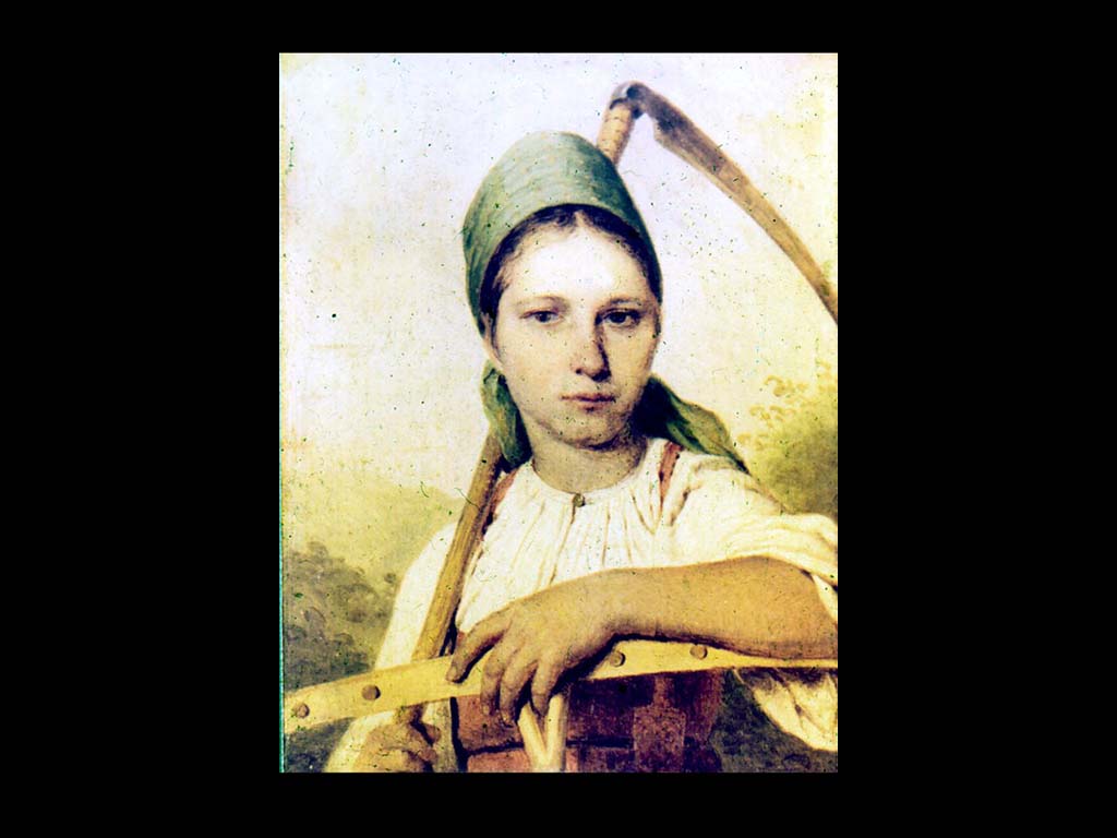 Пелагея (Крестьянка с косой и граблями). 1820-е гг. ГРМ.
