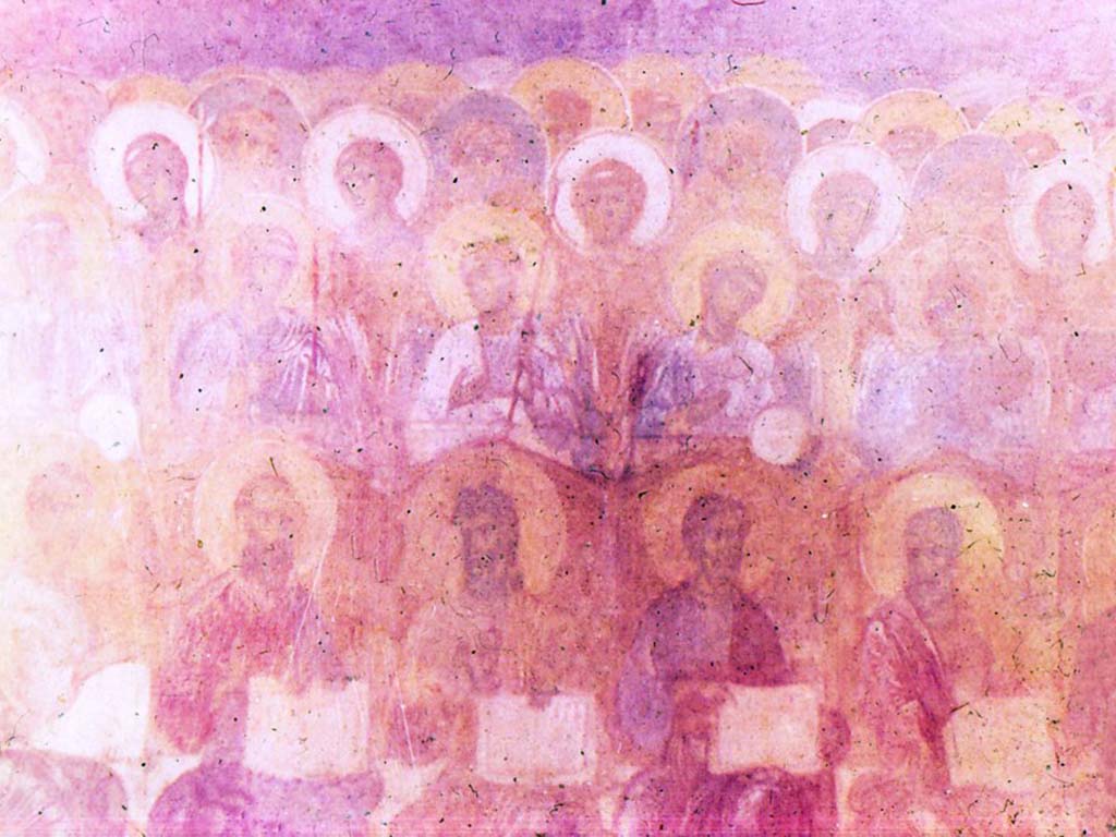 Дмитриевский собор. Интерьер. Фрагмент росписи XII в.  «Апостолы»