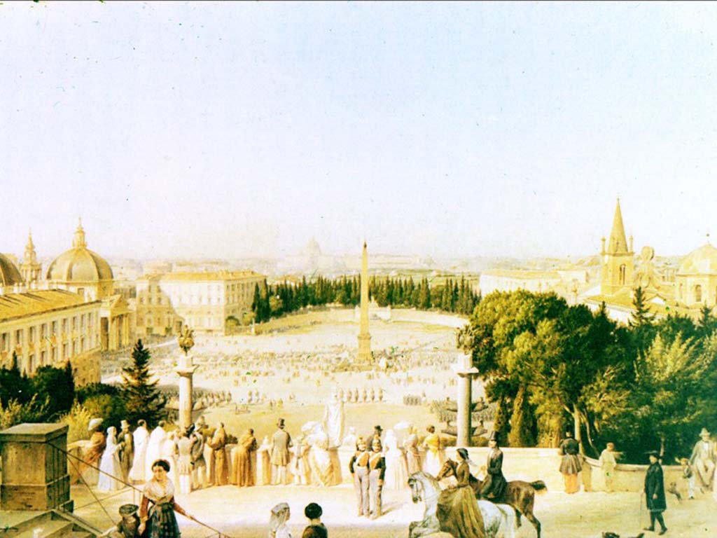 Иванов Антон Иванович. (1816-1864). Вид на Пьяцца дель Пополо. С холма Пинчо в Риме. 1854.