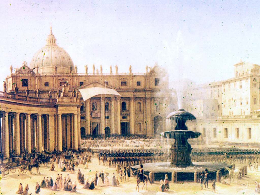 Чернигов Григорий Григорьевич (1802-1865). Площадь у собора святого Петра в Риме во время папского благословления. 1850.