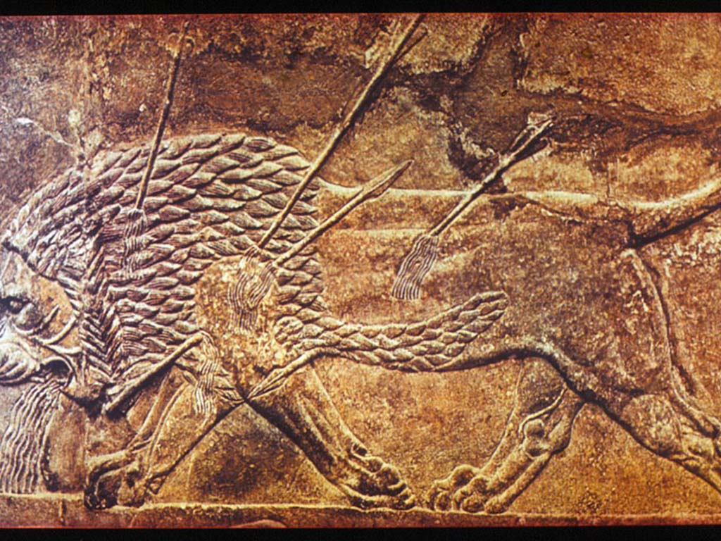 Раненый лев. Рельеф. 7 в. до. Н. э.
