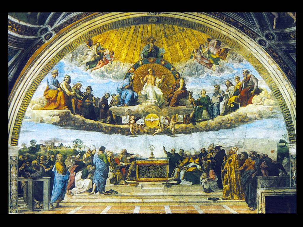 Диспут. 1509-1511. Фреска Станцы. Деллта Сеньятура. Ватикан. Рим.
