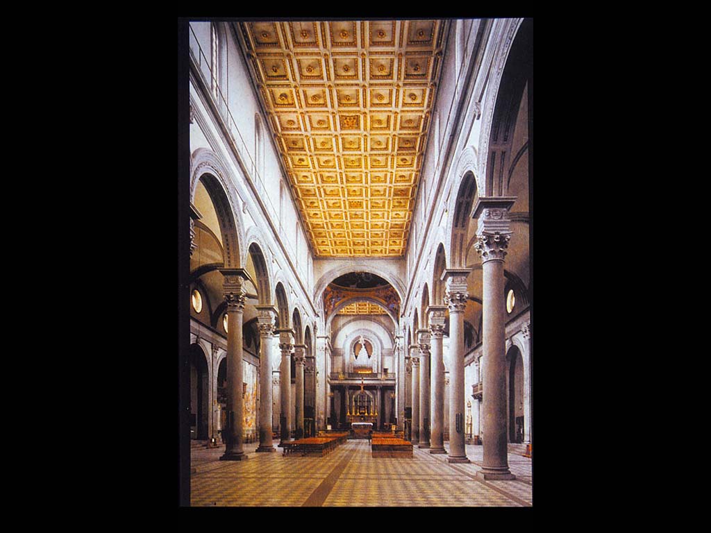 Ф. Брунеллески. Неф и капители церкви Сан Лоренцо (Флоренция) . 1421-1446