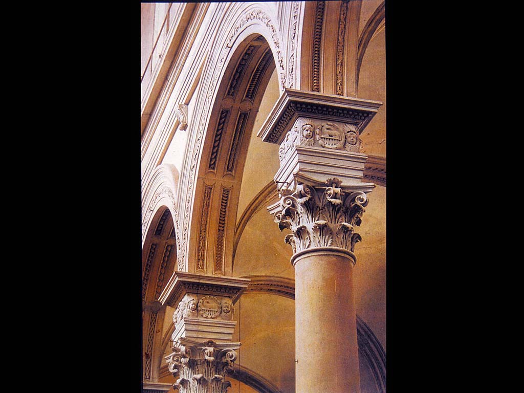 Ф. Брунеллески. Неф и капители церкви Сан Лоренцо (деталь)