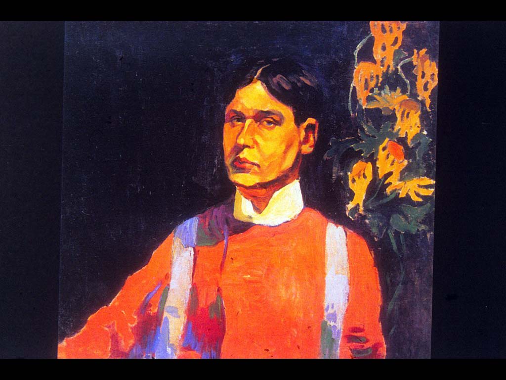 Аристах Лентунов. Автопортрет в красном. 1908-1909. ГРМ
