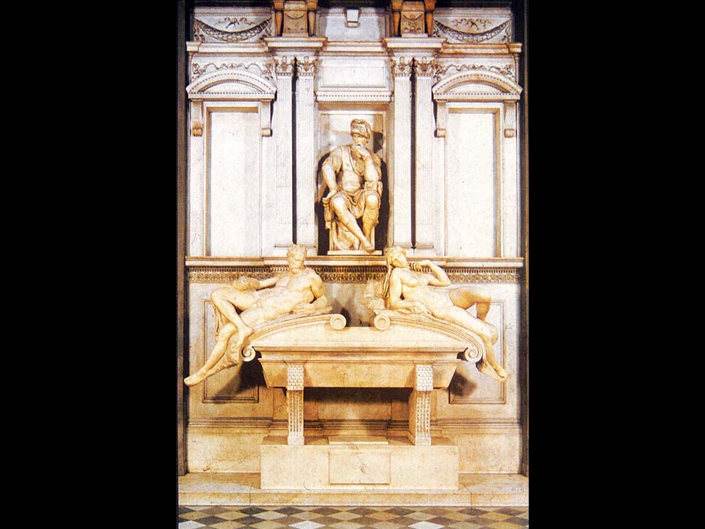 Гробница Лоренцо Медичи. Мрамор.1520-1534.НоваяСакристиявцерквиСан-Лоренцо,Флоренция