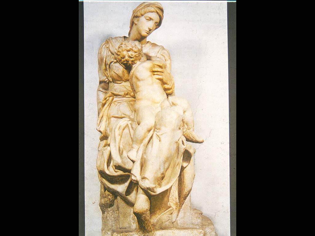Мадонна с младенцем. Мрамор. Новая Сакристия в церкви Сан-Лоренцо, Флоренция