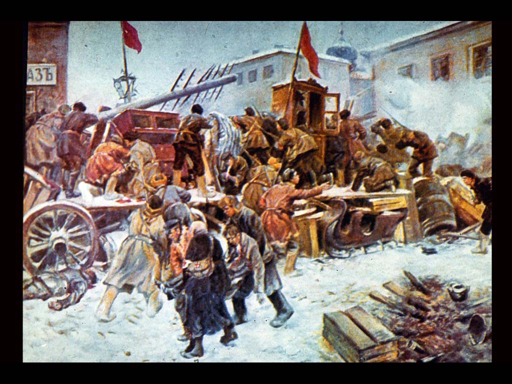 Баррикада на Пресне в 1905 г. Худ. И. Владимиров.