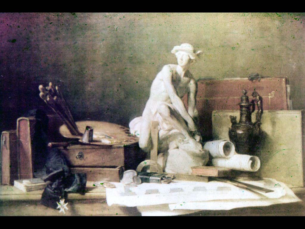 Ж. Б. С. Шарден. Натюрморт с атрибутиками искусства. 1766 г.
