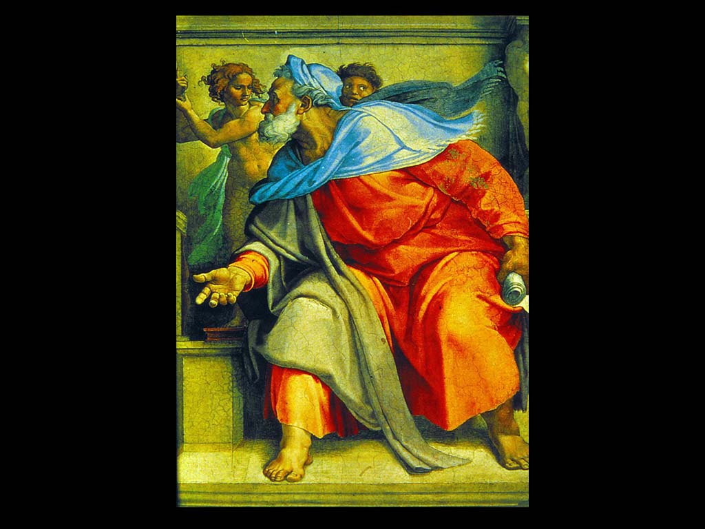 Микеланджело Буонарриони. Пророк Иезеккииль. Фреска плафона Сикстинской капеллы. Ватикан. 1508-1512 гг