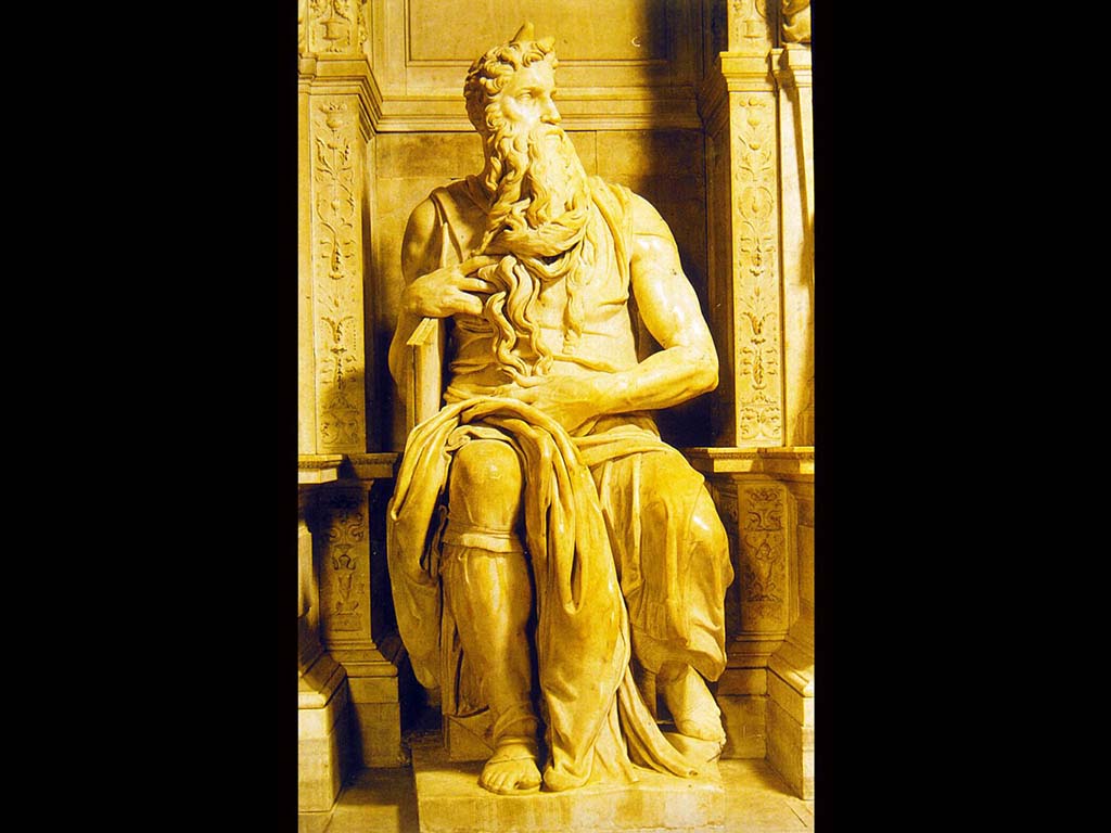 Пророк Моисей. Микеланджело Буанарроти. Мрамор. 1515-1516. Церковь Сан Пьетро ин Винколи. Рим.