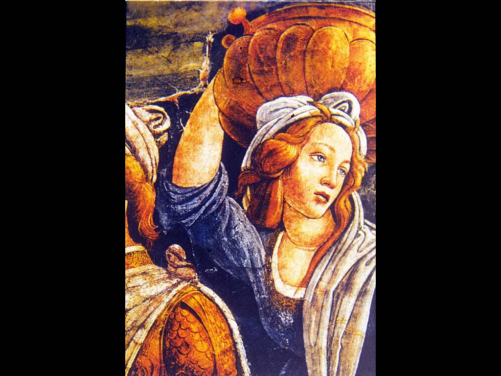 Испытание Моисея. Сандро Боттичлли. Фреска. Фрагмент. 1481-1482. Сикстинская капела. Ватикан.