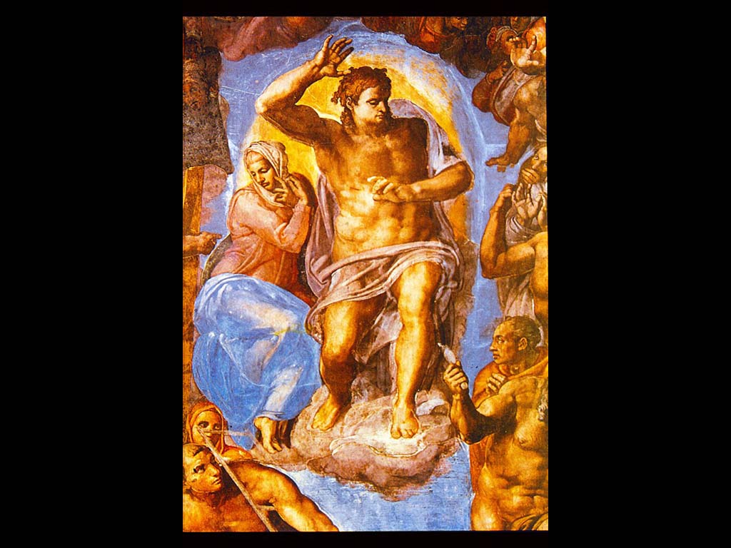Страшный суд. Микеланджело Буанарроти. Фреска на алтарной стене Сикстинской капеллы. Фрагмент. 1535-1541. Ватиканский дворец. Рим.