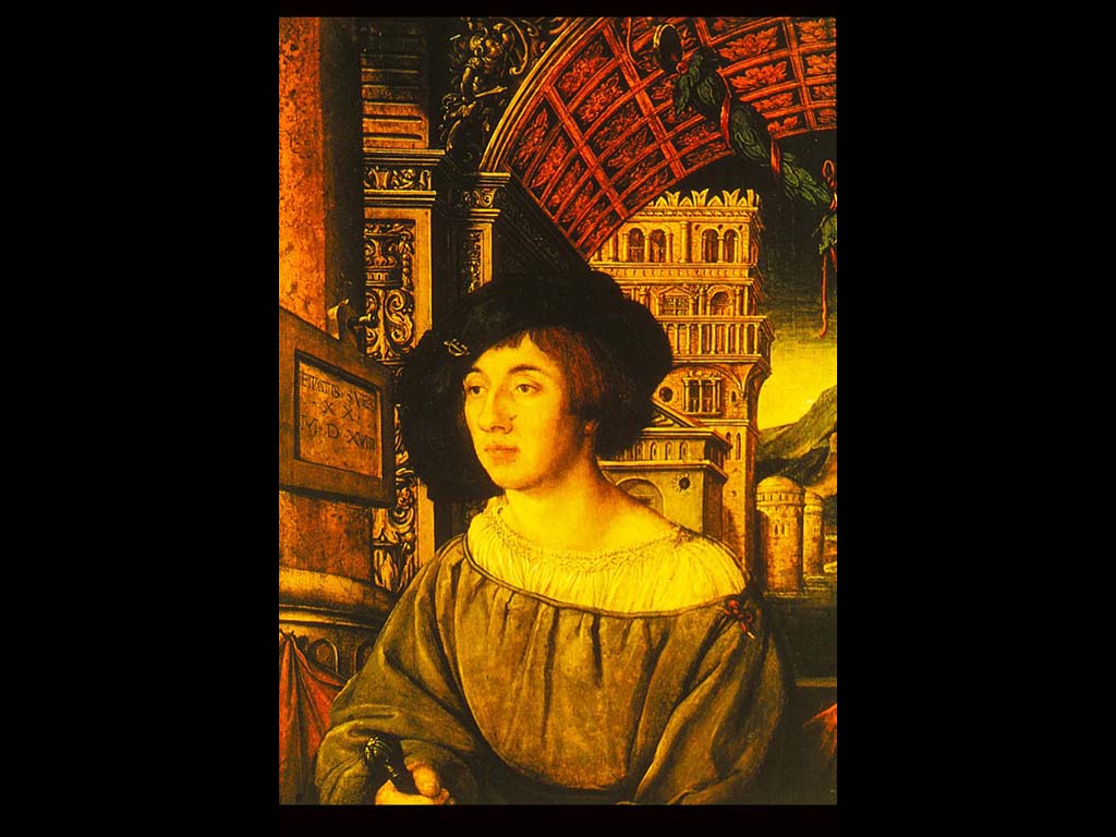 Портрет молодого человека. Амброзиус Гольбейн.  Около 1518.  ГЭ. С-Петербург.